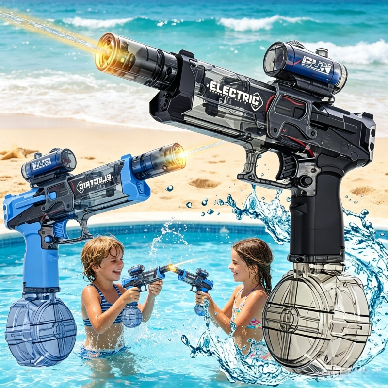 Outdoor Sport Games For Kids - Kinder-Elektro-Wasserpistolen mit Dauerfeuer und Blitzlichtern, Automatische